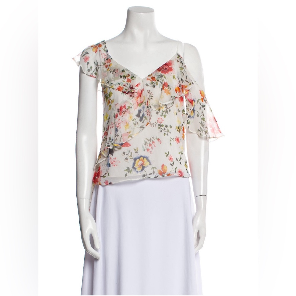 Alice + Olivia Floral Silk Blouse S MSRP $400